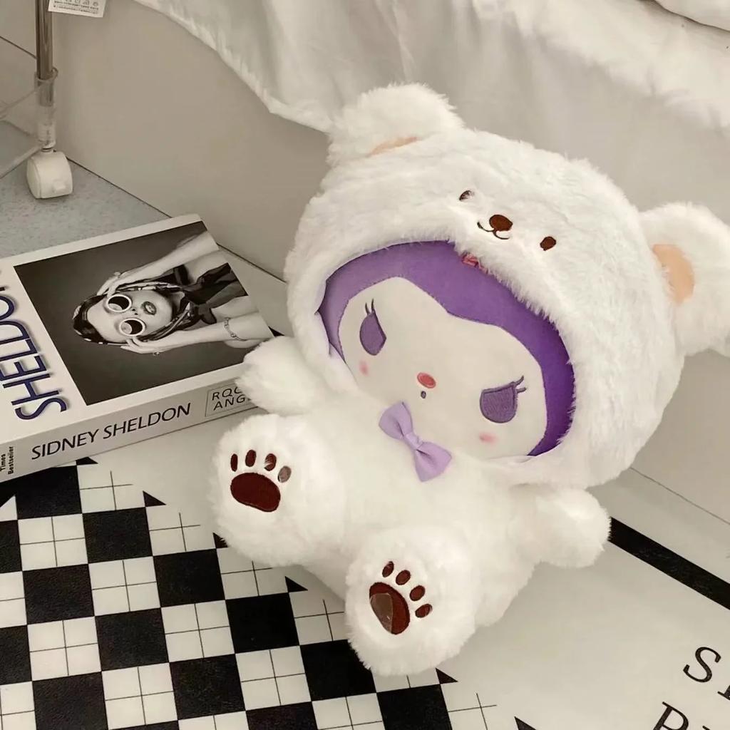 25cm Kawaii Sanrio Plush Toy Jade Dog Kuromi Dressing Doll Stuffed Animal Patung Dolls Birthday Gift Cuddly Fluffy Huggable Comfort Adorable Soft