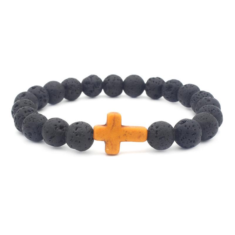 In Stock Multi-Color Lava Stone Cross Bracelet