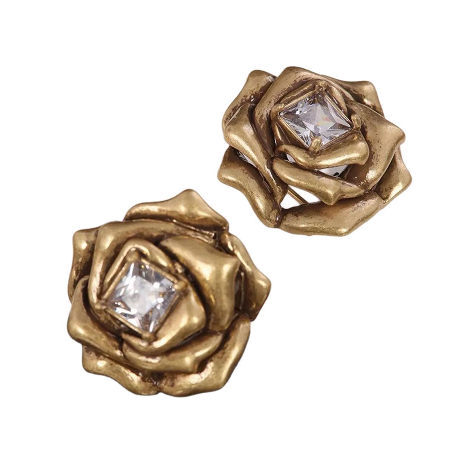 

Модные серьги-цветки камелии золотистого тона, удобные для женщин, портативные, подходят для повседневной и вечерней одежды, стильные наряды золотой