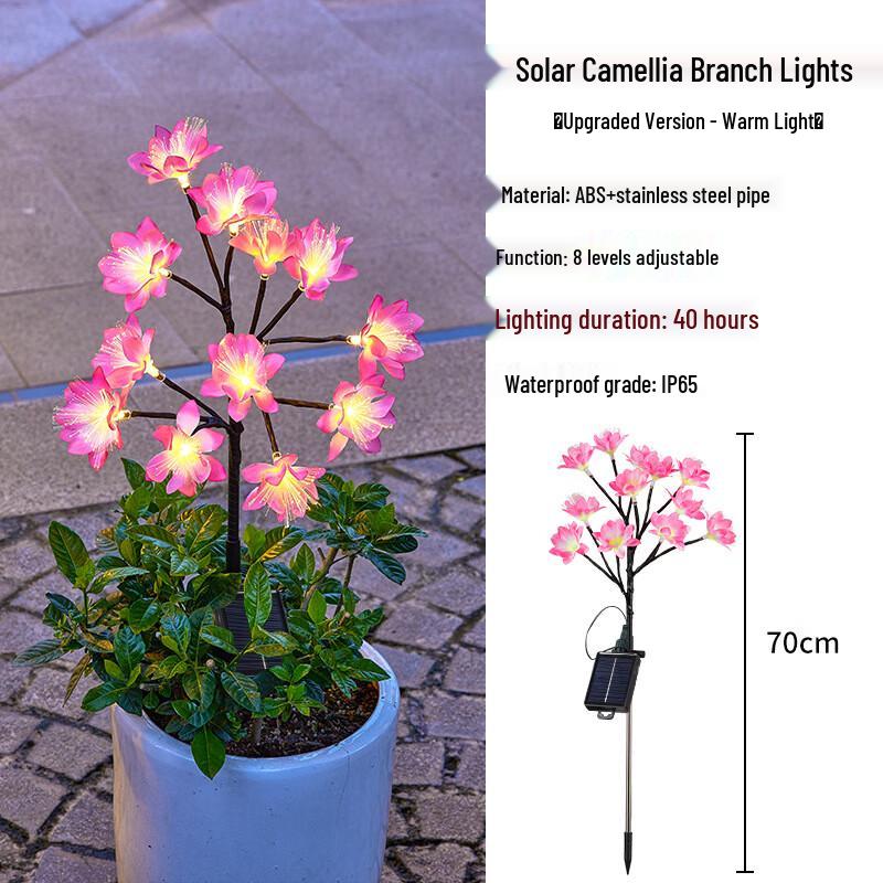 Solar Camellia Flower Ground Plug Light
