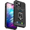 360°Rotating Car Holder Ring Card Slot Sliding Lens Protection Shockproof Phone Case For IPhone 14 13 12 11 15 Pro Max Plus Mini