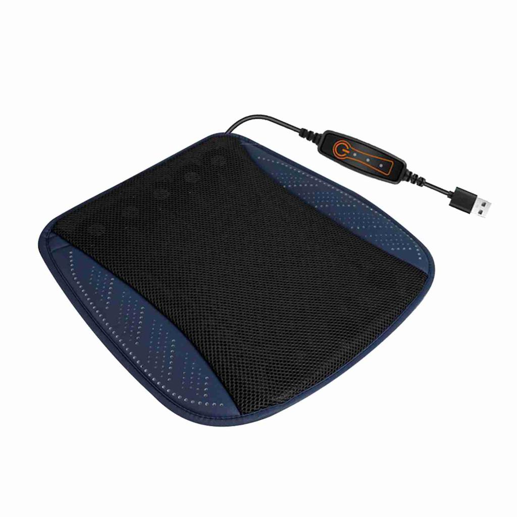 Ventilated Seat Cushion with USB Port, Summer Breathable Cooling Pad for All Car Seats, Home and Office Chairs, Navy