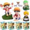 One Piece Luffy Figure Handheld Laugh Heartily Q-Version Sitting Cartoon Anime Desktop Car Ornament Trendy Play Gift