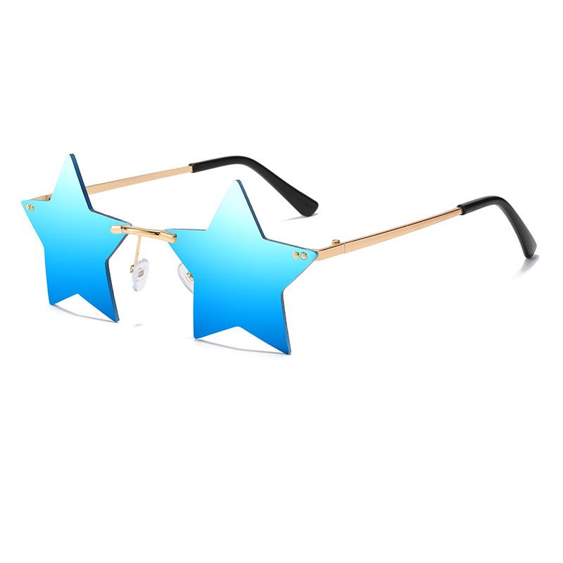 Trendy Rimless Star Shape Sunglasses for Women Men Party Funny Pentagram Eyewear Christmas Decor