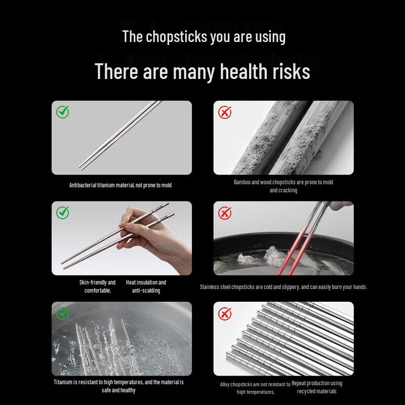 Kangbach Pure Titanium Chopsticks - Titanium Crystal Series