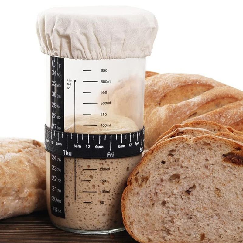 

Glass Sourdough Starter Jar Kit 730Ml Fermentation Container Tank Wide Mouth Sourdough Jar For Kitchen Baking Food Storage onesize