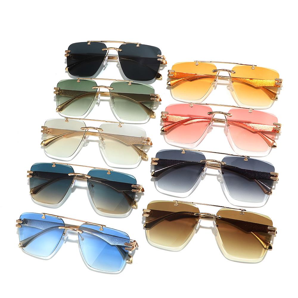 New European and American style frameless sunglasses gradually change color sunglasses metal texture paint sunshade glasses