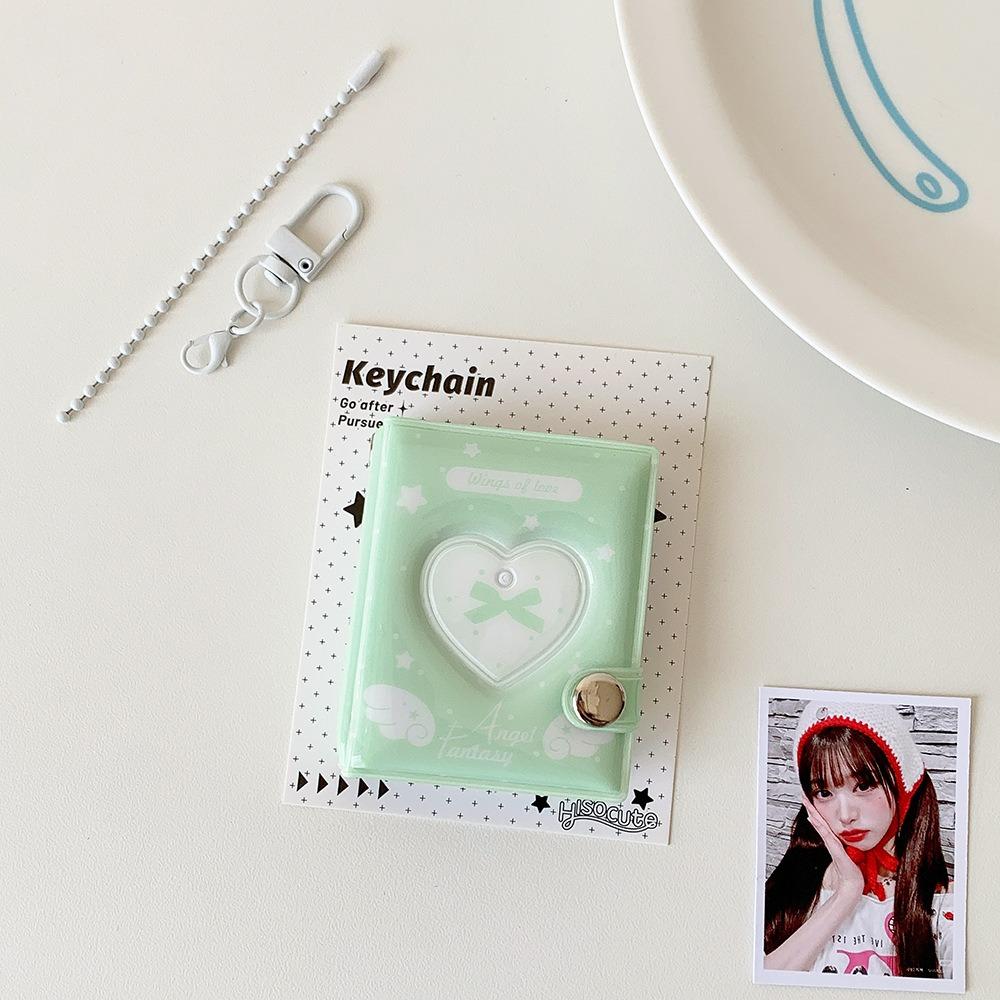 Durable 2-inch Card Storage Photocard Holder Wings Patterns With Keychain Kpop Idol Card Binder Photo Album