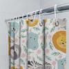 Animal Print Shower Curtain Multicolor Animal Design Bath Decor With Hooks For Home Decoration (White)
