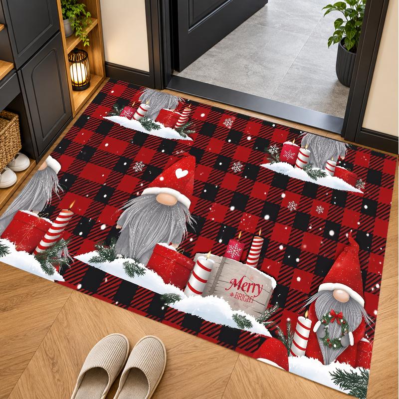 Tapis de sol thème Noël, Tapis doux, Décoration de fête intérieure pour la maison