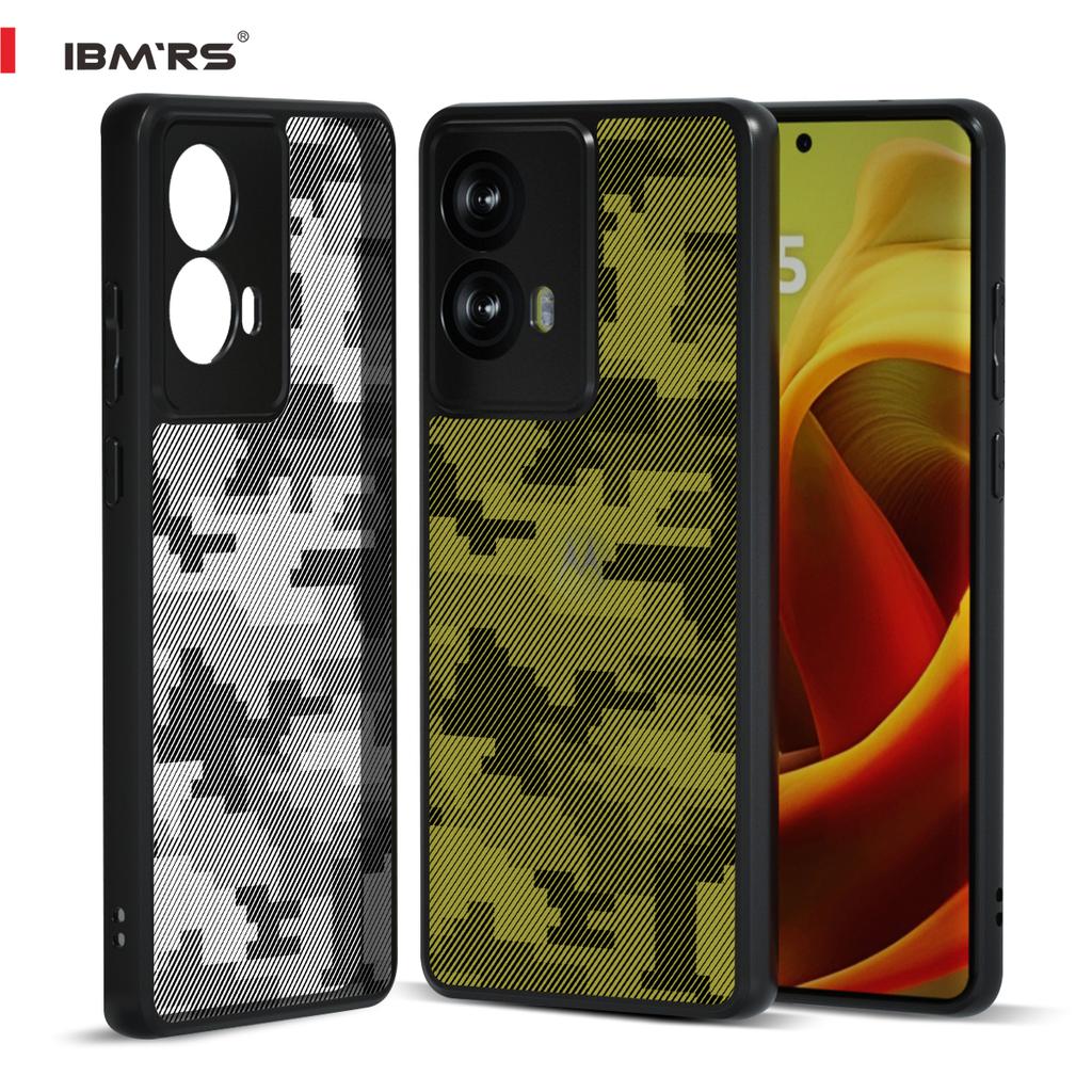 (Comes with wrist strap)IBMRS for Motorola Moto G85 Case,Anti-Fingerprint TPU Thin Phone Cases Cover Protective Shockproof (Camo Black)