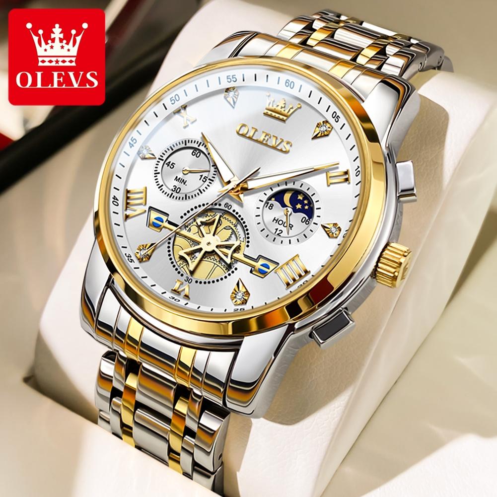 OLEVS Brand New Men's Steel Band Watch Multi Functional Business Fashion Waterproof 2856