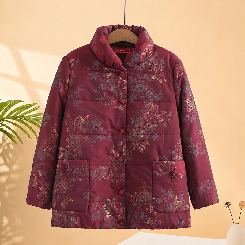 Women s Floral Padded Winter Jacket for Middle-Aged & Elderly XL