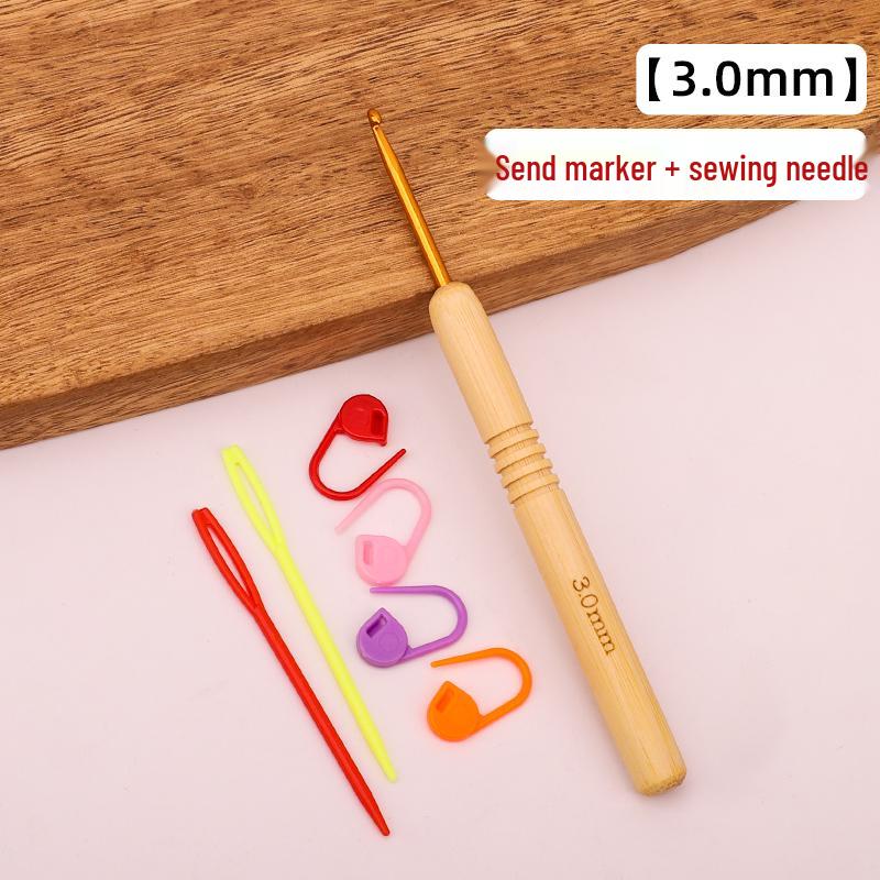 Set croșete din lemn rotunde pentru proiecte cu fir: Pulover, Păpușă, Papuci de casă și Pachet Material Tricotat
