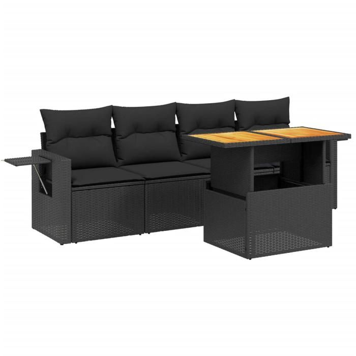 VidaXL Garden Lounge Set with Cushions 5 Pcs, Patio Sofas, Patio Furniture Set, Outdoor Furniture, Black 3271629