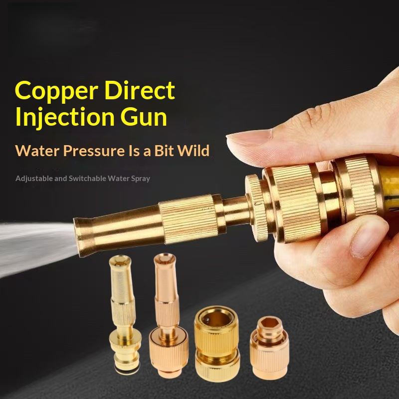 1 Set Home Hose Adjustable Pressure Garden Sprinkler Spray Nozzle Water Gun Brass High Pressure Direct Spray Quick Connector