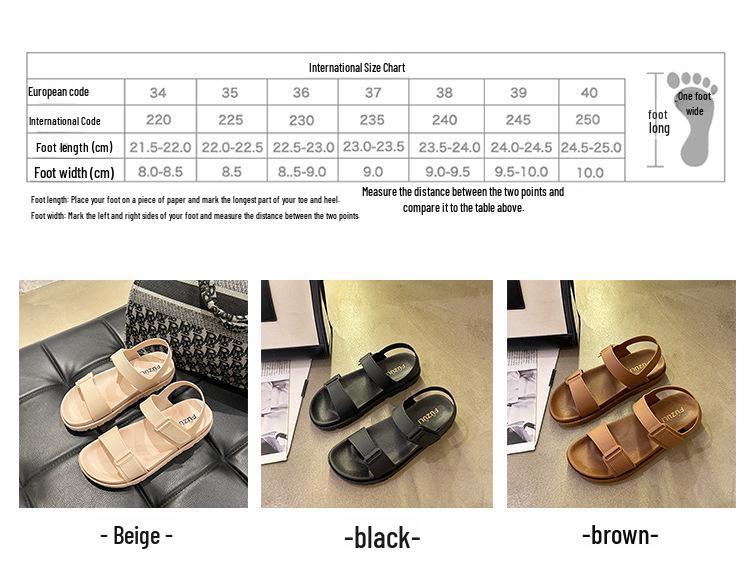 Damen Klettverschluss Sportsandalen: Neuer modischer Flachboden-Strandstil für lässige Outdoor-Bekleidung