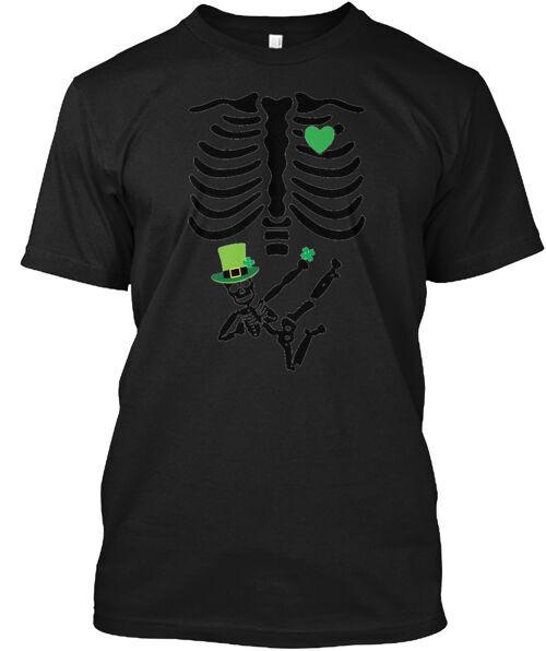 

Pregnant Leprechaun Skeleton St T-Shirt Made in the USA Size S to 5XL L