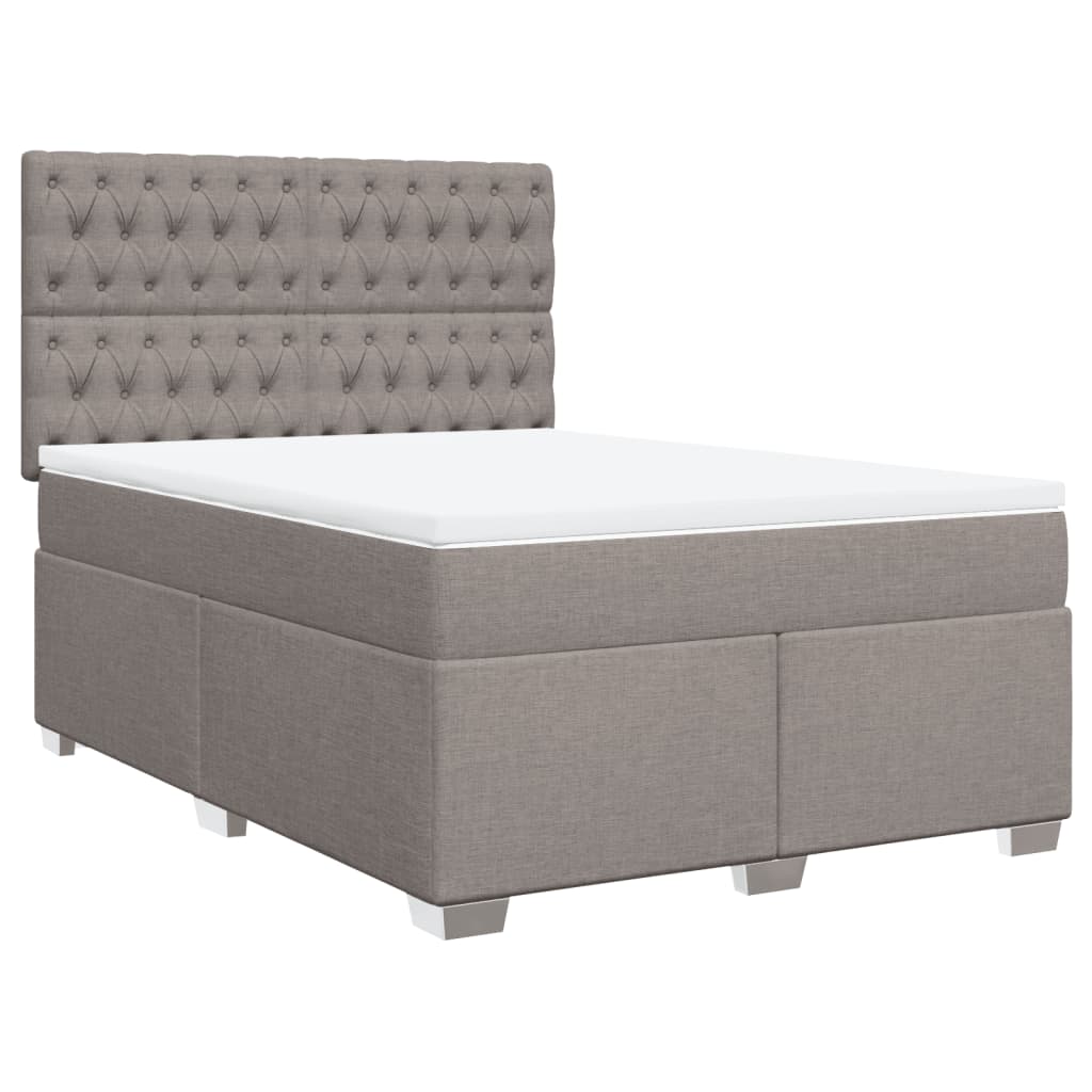 Vidaxl Letto Continentale Con Materasso, Taupe, Tessuto, 140X190 Cm