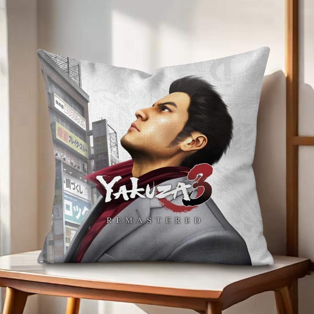 YYakuza Like a Dragon Cushion Cover Natural Linen Organic Fabric DoubleSided Printing Couch Pillow Covers Home Decor