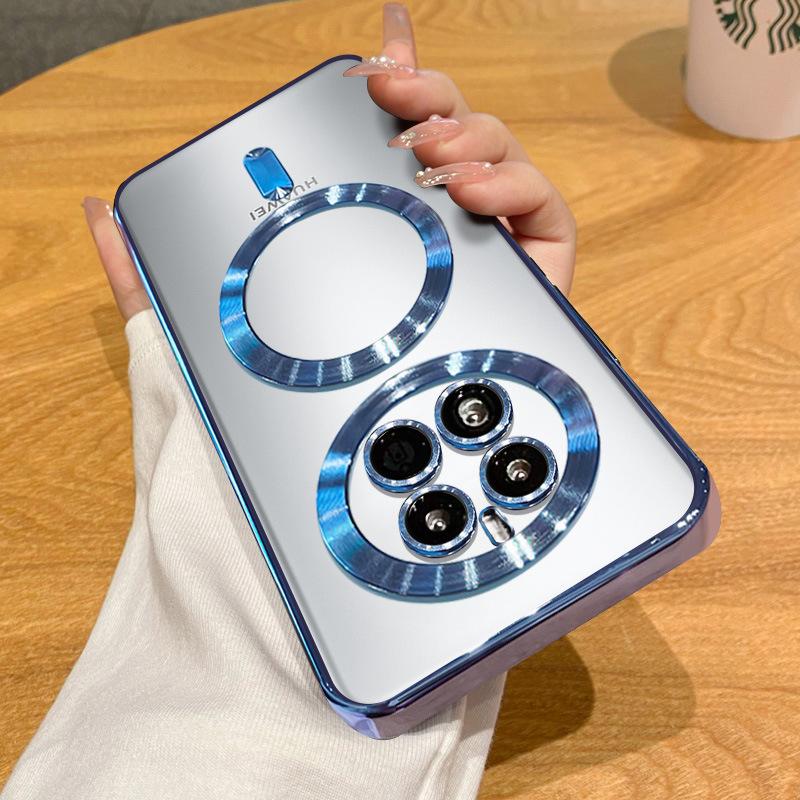 Suitable for Huawei Pura70pro Electroplated CD-patterned Magnetic Phone Case and Mate60PRO Full Soft Protective Case P50