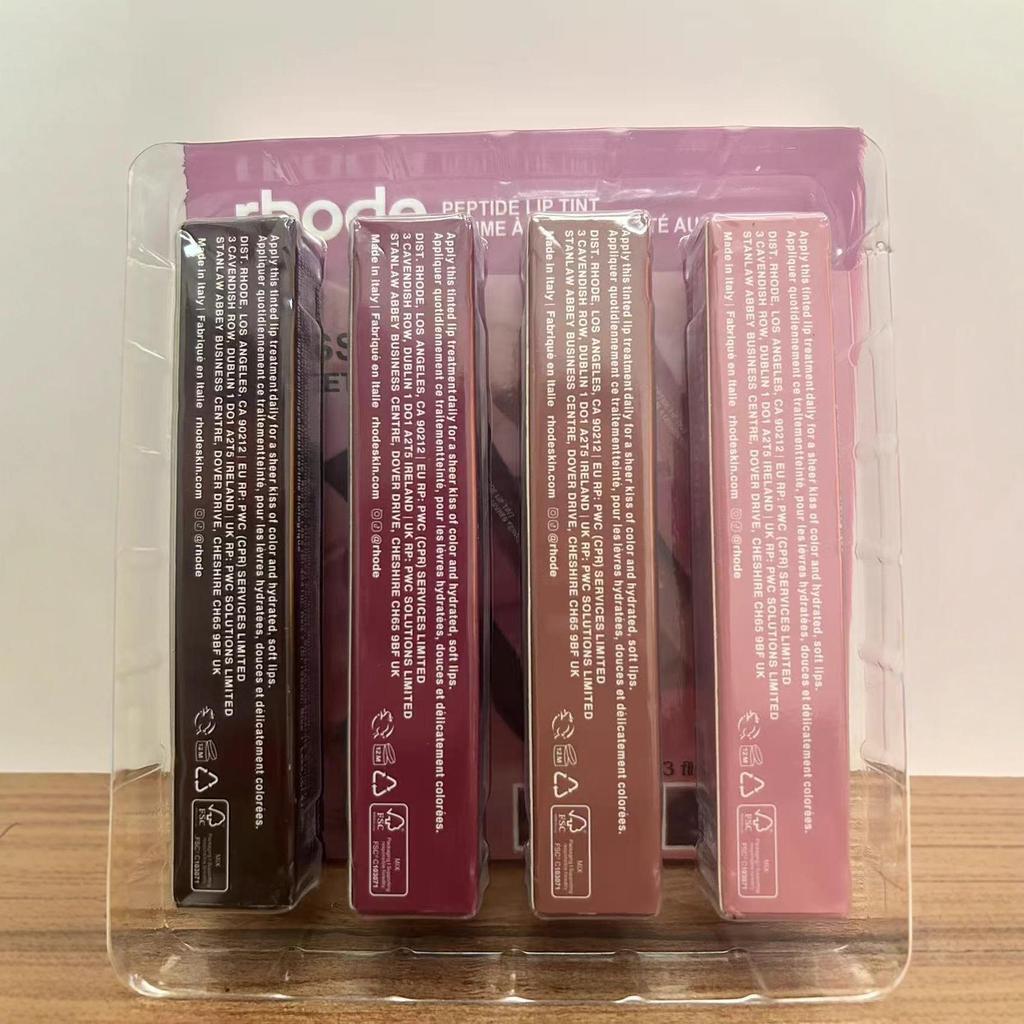 Zestaw 4 sztuk błyszczyka i balsamu do ust Rhode Hailey: Nawilżająca Kolekcja Koloryzująca do Pielęgnacji Ust