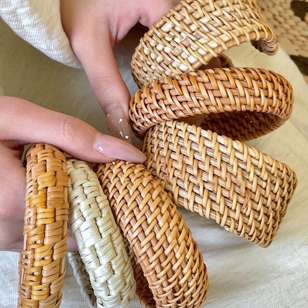 Simple Rattan Woven Bracelet Classic Bohemian Braided Bracelet Creative Ethnic Style Bangle  Beach