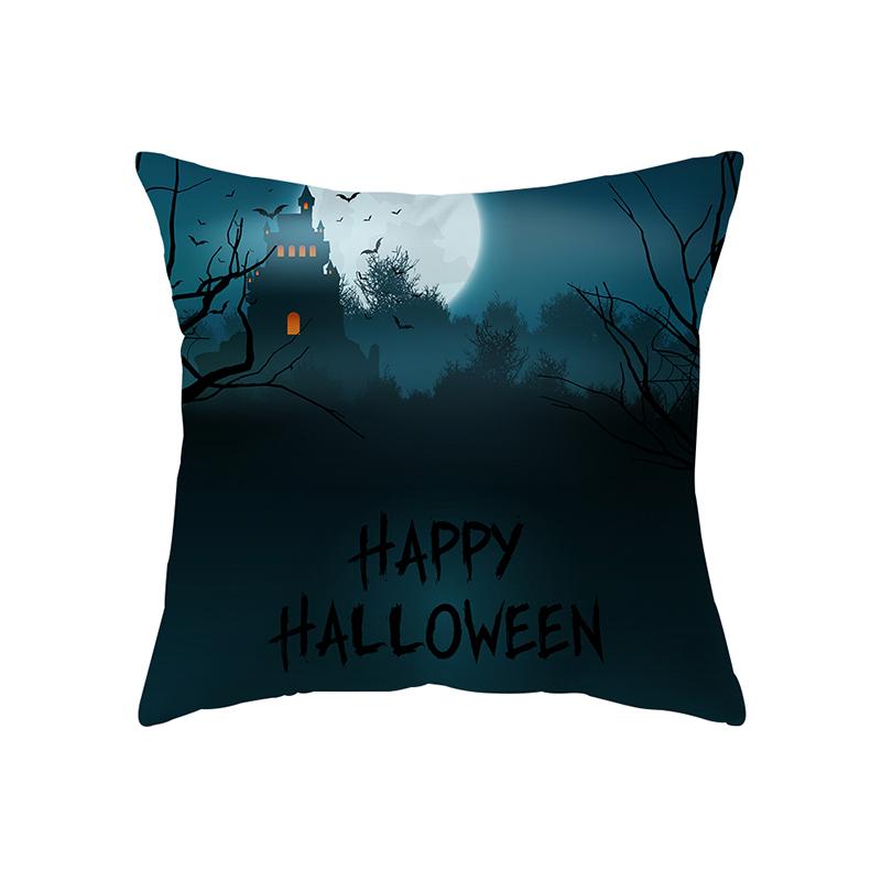 Scary Halloween Theme Pumpkin Bat Black Cat Print Pattern Cushion Cover Home Decor Sofa Decor Throw Pillow Cover