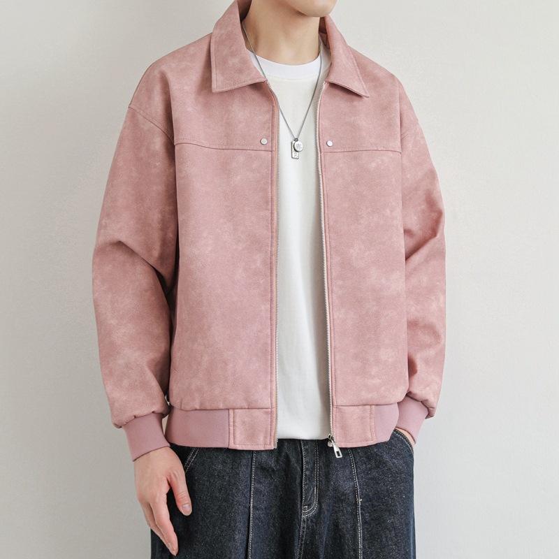 Autumn Men's New Fashionable Casual Leather Jacket Hong Kong Style Lapel Loose PU Leather Jacket