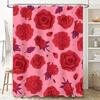 Red Rose Shower Curtain Pink Floral Pattern Wall Hanging Decor for Bathroom Extra Long 180x240cm Bath Shower Curtains Set with R