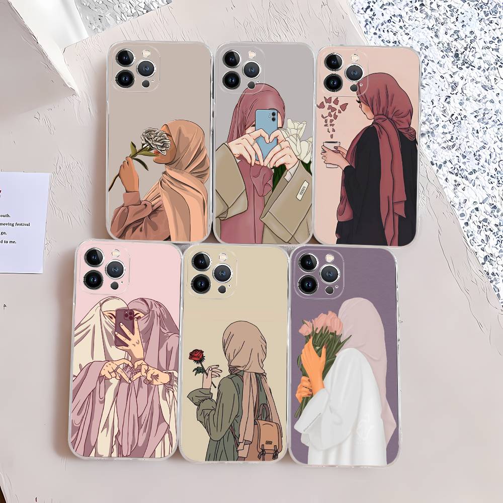Muslim Arabic Hijab Girl For IPhone 17 16 16e 15 14 13 12 11 Pro Max Mini Plus Phone Case