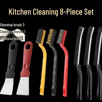 Ensemble de brosses de nettoyage pour cuisinière à gaz - Élimination puissante des taches, Brosses métalliques pour les interstices de la cuisinière, 8 pièces