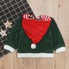 Christmas Santa Claus Kids Boys Girls Plush Zipper Striped Hooded Coat Autumn Winter Clothes for 1-6 Years