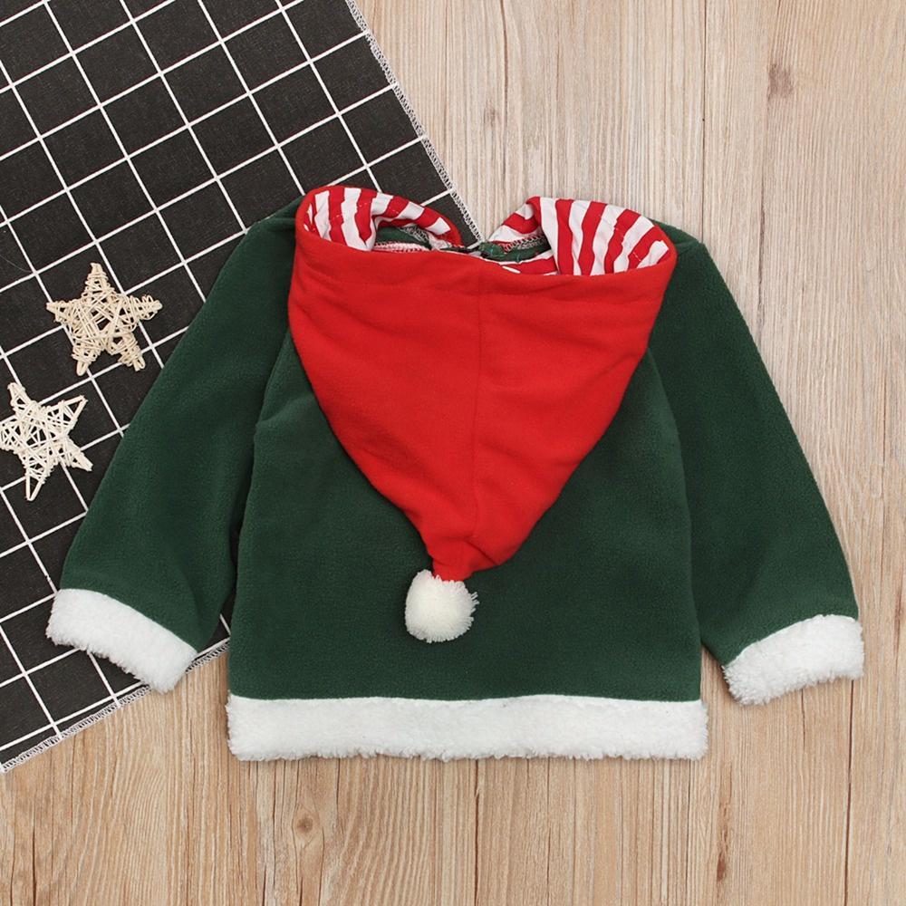 Christmas Santa Claus Kids Boys Girls Plush Zipper Striped Hooded Coat Autumn Winter Clothes for 1-6 Years