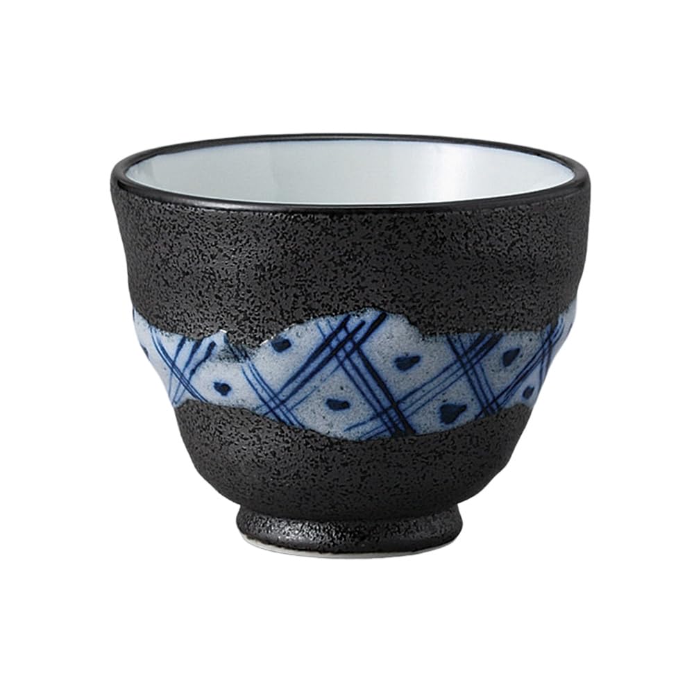 Ippuku x Black Blown Diamond Pattern Matcha Cafe Mino Made in Japan Ale-net Bowl, Teacup, 9.7 8cm, 270cc, Blue, Bowl, Bowl, Ware,
