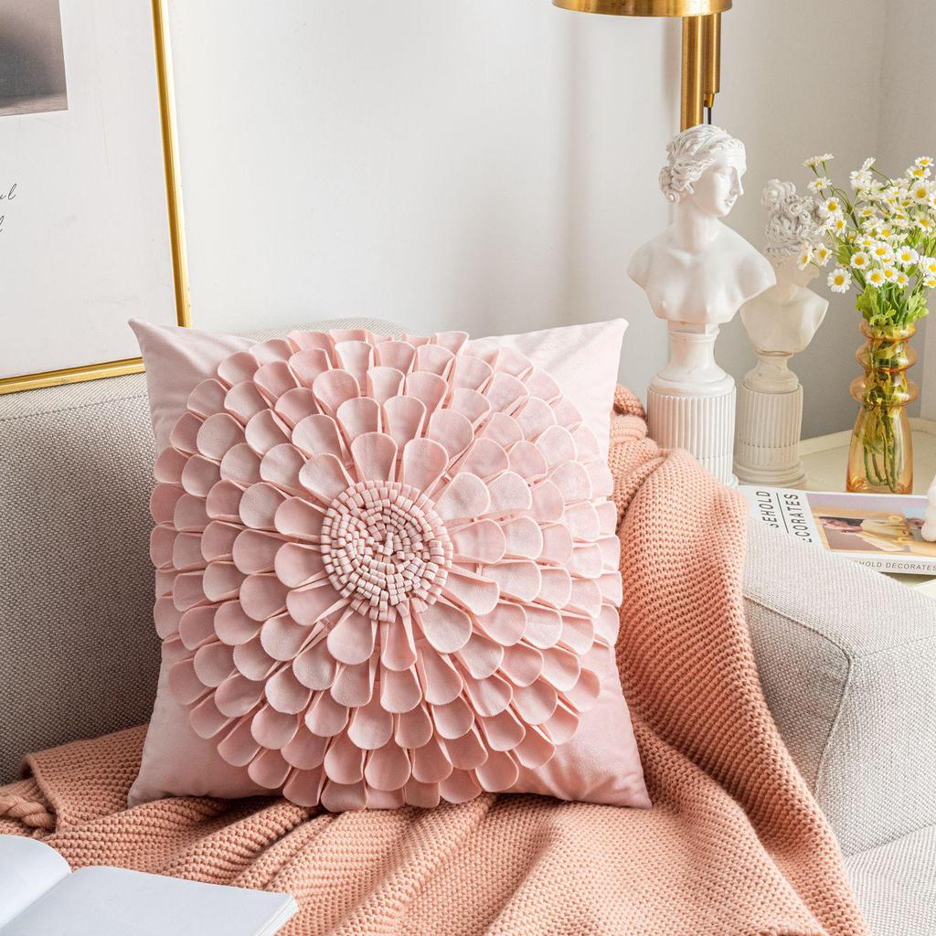 Yüksek Kaliteli Kalın Malzeme Ayçiçeği Kanepe Yastık Kılıfı - Küçük Yaprak, Avrupa ve Amerikan Hafif Lüks, İç Mekan Stili, Açık Hava Bel Yastığı