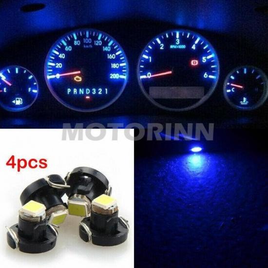 4PCS Blue T3 Neo Wedge LED Dashboard Panel A/C Climate Control HVAC Light Bulb-