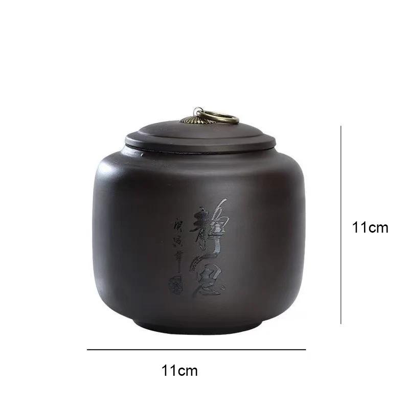 Creative Black purple clay tea can Ceramic Tea pot sealed candy jar ore purple Art tea can Moisture-proof Sealed Storage pot