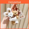 Plush Whimsical Doubleheaded Milk Tea Bear And Bunny Keychain With Cute Colors