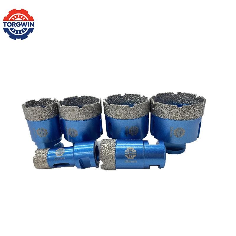 Conjunto de brocas de vácuo de diamante seco, corte de núcleo de diamante, serra de orifício para ladrilhos, granito, porcelanato, cerâmica, abridor de rosca M14, 6 peças