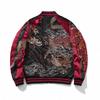 East Rain Sukajan Jacket with Double Dragon and Peony Japanese Yokosuka All FUN226 Pattern, Red, Style, Unisex, Outerwear, Fall/Winter, Seasons,
