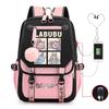 Cute LABUBU cartoon printed backpack for junior high school students with large capacity ins wind school bag