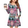 Christmas Day Girls' Long Sleeve Dress - Color Pocket Dress