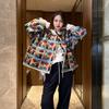 High-Quality Korean-Style Women's Color-Block Plaid Knit Cardigan Jacket Retro Wool-Containing Loose Knit Top