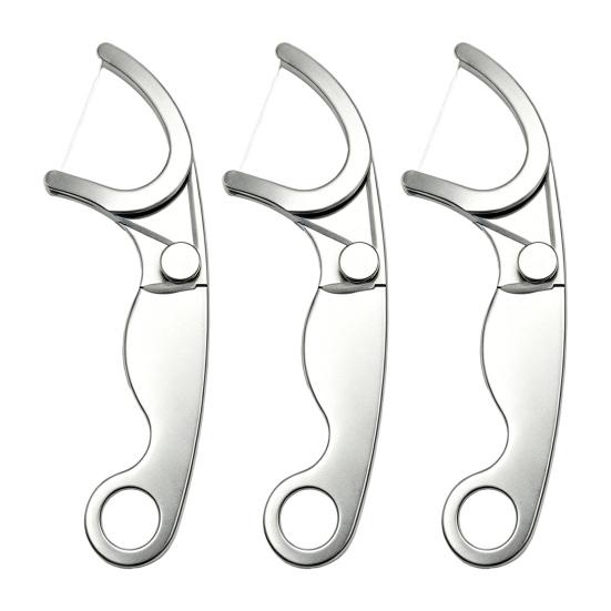 1/2/3/5Pcs Stainless Steel Dental Floss Pick, Portable Travel Reusable Oral Care Flossers, Heavy Duty Metal Teeth Deep Cleaning Tools
