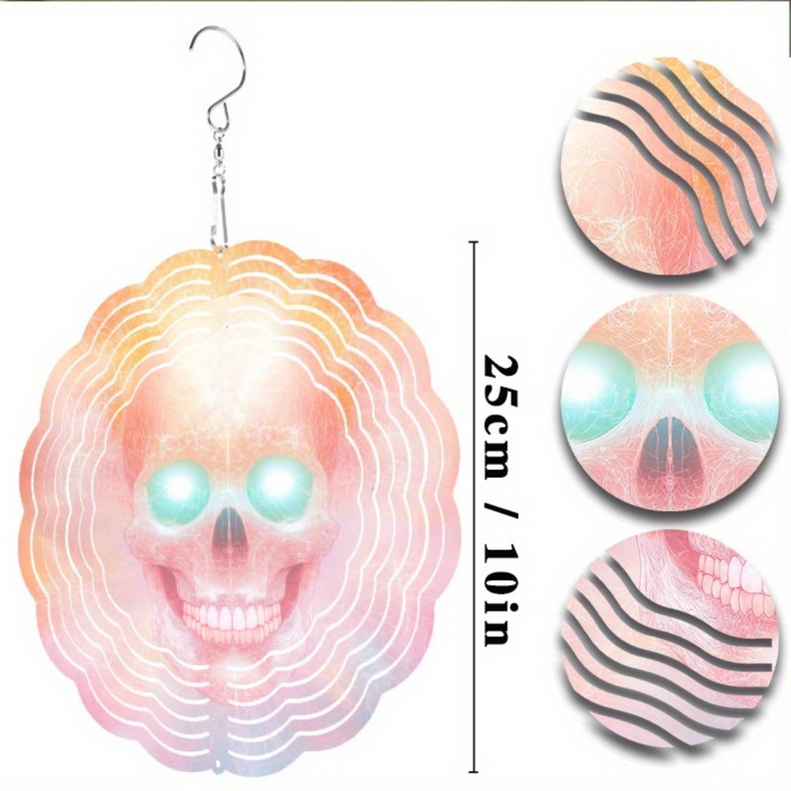 

10 Inch Bohemian Metal Wind Chime with Vibrant Skull Design 360 Swivel Hook Perfect for Spring Summer Balcony Garden Decor Unique