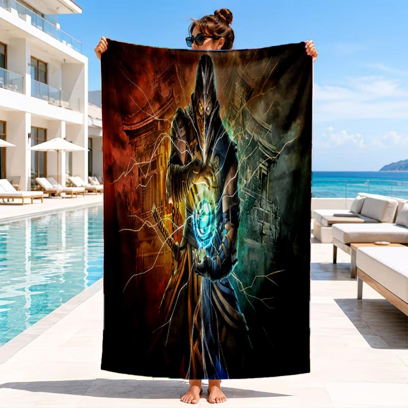 Powerful Warrior Kombat Beach Towel, Microfiber Beach Towel, Perfect For Pool, Beach, Travel, Home Decor Beach Party Fan gifts