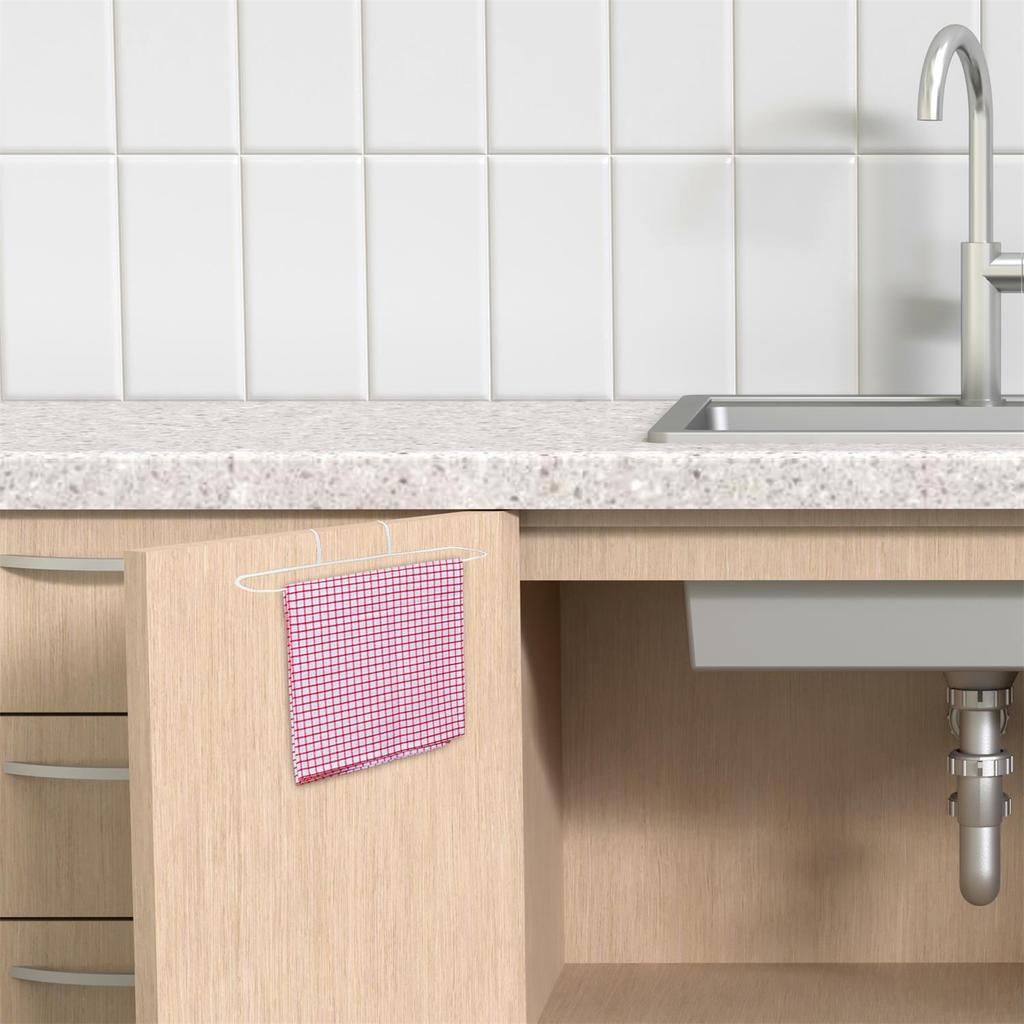 Holder/Hanger For Kitchen Towel/Cloth, White, Metal
