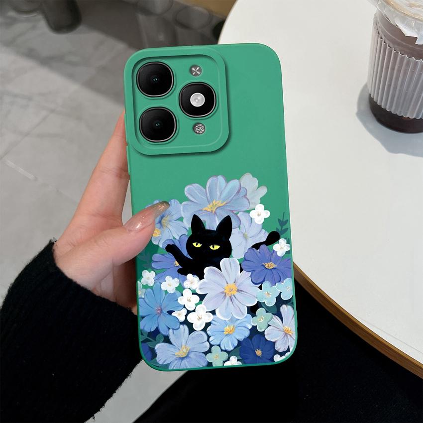 For itel A90 A50C A80 P60 S25 Ultra Power 70 Phone Cover Pretty Flower Pattern Smooth Liquid Silicone Screen Protector Shockproof Case For itel Casing