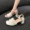 New Fashion Summer Female Sandals Sexy Ladies High Heels Square Open Toe Shoes Women Sandals Outside Slippers Size 35-42 WSH5081